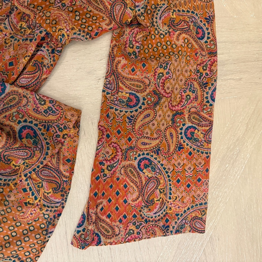 Jessica Simpson Sheer Paisley Maxi Dress in Rust and Blue - Picture 5 of 8